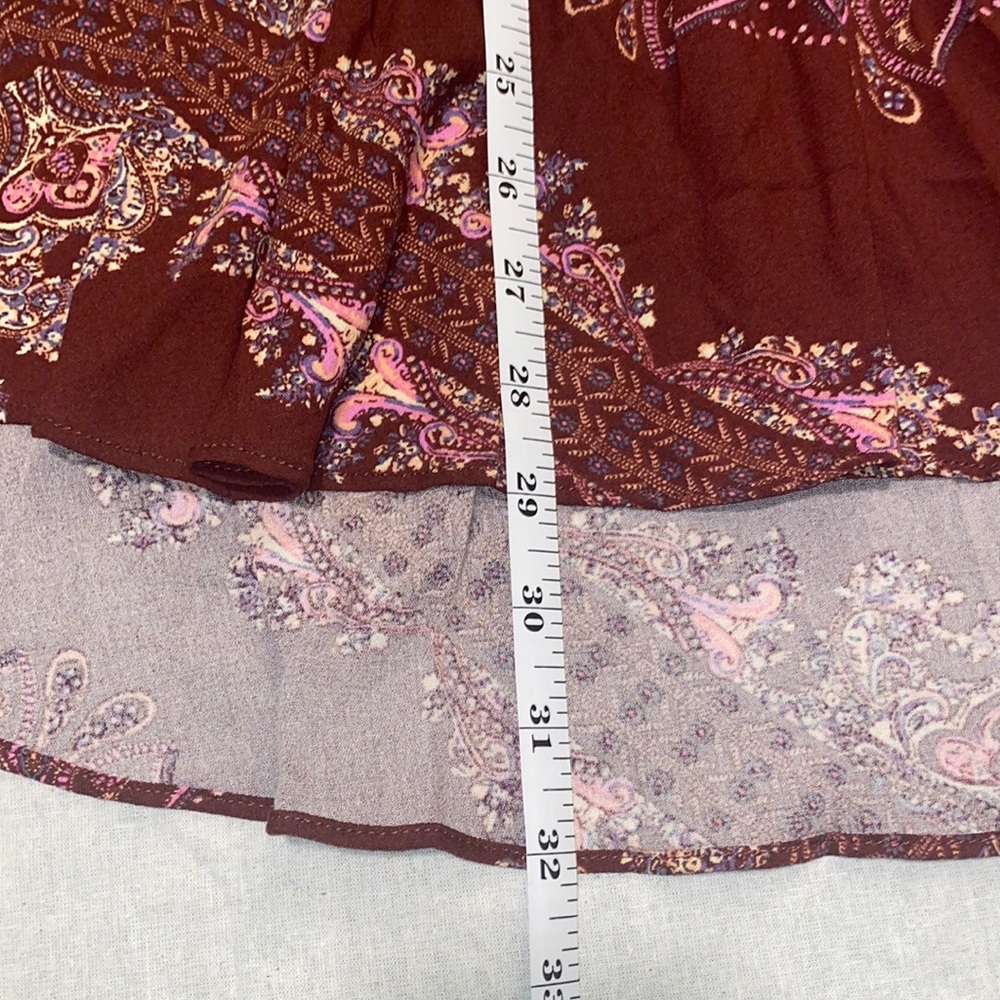 Free People Girl Talk Printed Tunic Top - Pomegranate Combo - Picture 13 of 15